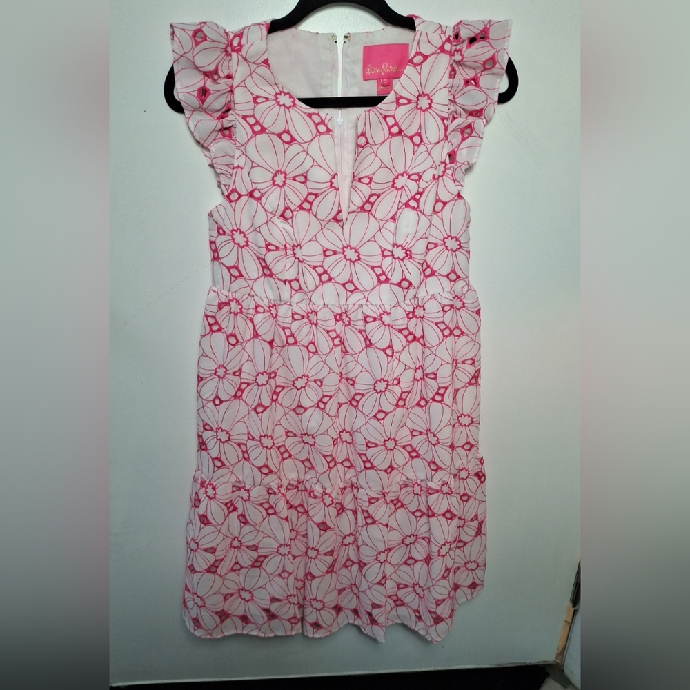 Lily Pulitzer Keila Dress Pink Floral Razberry Size 2 Flowy